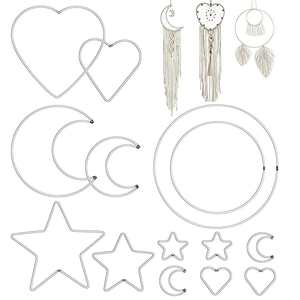 प्यार स्टार चंद्रमा वर्ग त्रिकोण षट्भुज मढ़वाया घेरा धातु फ्रेम हस्तनिर्मित पुष्पांजलि सामान किनारी क्राफ्ट उपकरण सपना पकड़ने अंगूठी - Product Image 2