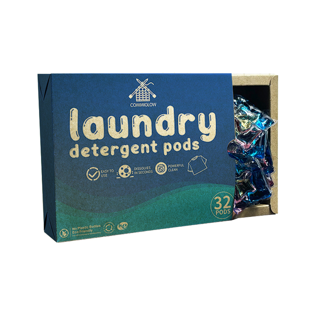 COMMIGLOW Private Label Eco-friendly Biodegradable Natural Laundry Detergent Pods 3-in-1 Gel Beads Scent Disposable for Apparel