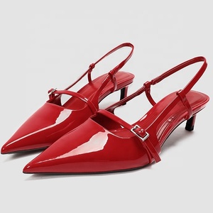 Sandalias de Tacón Alto Rojas y Sexys con Logotipo Personalizado para Dropshipping, Zapatos de Mujer con Punta en Pico y Tacones Altos para Damas - Product Image 1