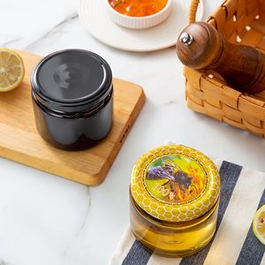 Frascos de vidrio para salsa de tomate y chile caliente, redondos transparentes, personalizados, vacíos, de 350ml, contenedores de almacenamiento con tapas TW negras - Product Image 3