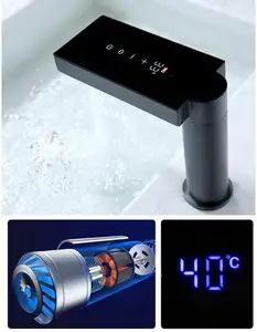 Automatic Smart LED Screen Digital Display Hot Cold Brass Sensor Water Wash Basin Faucet Tap Touchless Bathroom Sink Faucet