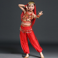 Ensemble de 7 pièces de costume de danse du ventre pour filles, tutu en mousseline et jupes, tenue de scène de danse indienne