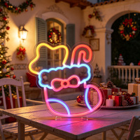 Lámpara de Neón Acrílica Navideña con Alimentación USB, Luz Decorativa para el Hogar y la Tienda