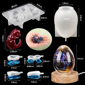 Resin <b>Mold</b> Silicone Easter 3D Dragon <b>Egg</b>, Epoxy <b>Mold</b> with USB-powered Wooden Lighting Base Bracket, Suitable for Easter Gifts - Product Image 2