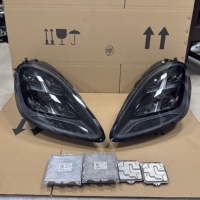 Pour Porsche Cayenne 18-23, ensemble de phares 9Y0 modifiés et améliorés avec phares matriciels à LED à quatre yeux noircis