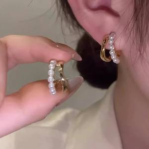 22878DIY Accessoires en argent S925 avec perles, boucles d'oreilles multi-perles tendance avec barre de 3-4 mm et support vide pour barre de 3-4 mm et clou d'oreille - Product Image 1