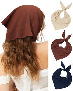 2025 nuovo colore solido elastico triangolo etnico <span class=keywords><strong>Bandana</strong></span> femminile africano foulard in cotone fasce per ragazze e signore - Product Image 2