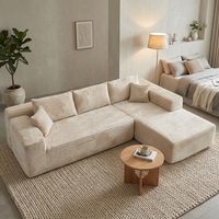 Ensemble de canapés modulaires en tissu velours en forme de L, design moderne, haute densité, meubles de salon avec ottoman