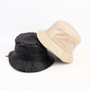 Chapeau Bob en Cuir PU Brillant Style Anglais, Tendance et Polyvalent, Chapeau Seau en Cuir - Product Image 4