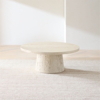 Table basse ronde en travertin super blanc de style Wabi-sabl moderne de luxe Newstar pour salon, villa, café, hôtel, décoration