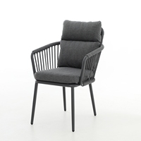 Ensemble de salle à manger de luxe moderne pour hôtel et villa, en corde tressée, pour patio et jardin, table et chaises d'extérieur