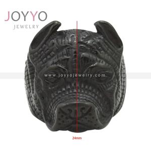 Bague <span class=keywords><strong>Pitbull</strong></span> noire Punk en acier inoxydable pour homme, bijoux animaux - Product Image 5