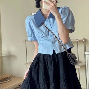 MOTE-AC210 Tops for Women 2022 Summer Bm Style Short Style Short Navel Puff Sleeve <strong>Polo</strong> Collar Shirt Women's <strong>Sweet</strong> Top - Product Image 4