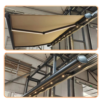 Auvent de terrasse électrique à cassette intégrale rétractable, moderne, extensible, avec télécommande, structure en alliage d'aluminium, toile en poly revêtue PA