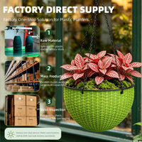 Jardinières suspendues traditionnelles à plusieurs niveaux avec double pot et trou de drainage auto-arrosant, en PP durable pour usage intérieur/extérieur
