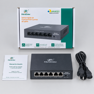 Commutateur PoE FibraLider 4 ports 10/100M, 4 ports PoE + 2 ports Uplink, extension 250m, certifié IEEE802.3AF/AT ANATEL pour caméra IP et point d'accès sans fil - Product Image 2