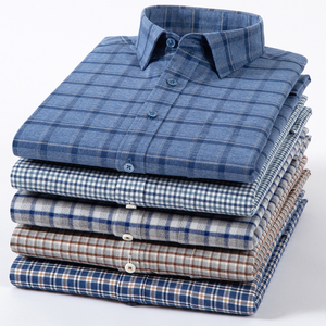 Camisa de Manga Larga con Botones para Hombre, Estilo Casual de Negocios, Transpirable, Primavera-Otoño, 100% Algodón, Tela a Cuadros y Rayas - Product Image 3