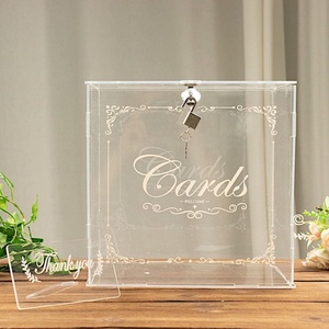 Wholesale Custom for Morden <b>Clear</b> Acrylic Wedding <b>Gift</b> Money Card <b>Box</b> with Lock for Wedding Accessories - Product Image 6