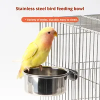 Mangeoire automatique pour perroquet en acier inoxydable, bol suspendu pour cage à oiseaux, fournitures pour oiseaux, mangeoire à oiseaux de haute qualité