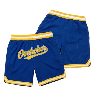 Shorts de basketball respirants en maille pour l'été 2026, personnalisables, bleu et jaune, style rétro, pour équipe - Product Image 2
