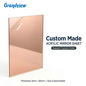 Plaque miroir acrylique en PMMA <span class=keywords><strong>Plexiglas</strong></span>, or rose, doré, argenté, 4x8 pieds, 2mm, 3mm - Product Image 1