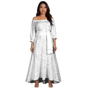 Nuevo vestido de cola de pez de talla grande <span class=keywords><strong>Sexy</strong></span> de fiesta de noche de diseño gris blanco Tribal de Samoa Polinesia con cinturón - Product Image 3