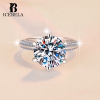 Bague luxueuse classique en argent sterling S925 avec moissanite ronde de 5 carats couleur D en forme d'œuf de pigeon pour femme