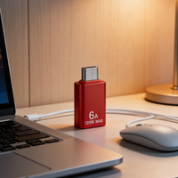 Adaptateur OTG 6A 120W DC USB-C vers USB-A en alliage d'aluminium pour téléphone portable, ordinateur portable, appareil photo - Compatible Core I7
