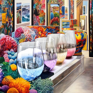 M Vente en gros Ensemble de ventouses en verre galvanisé coloré personnalisé Verres à cocktail sans pied pour le vin, le thé, l'eau et le jus - Product Image 2