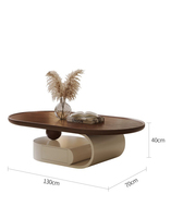 Nouvelle table d'appoint en placage de noyer de designer Table basse de rangement vintage ovale et moderne du milieu du siècle DX2408