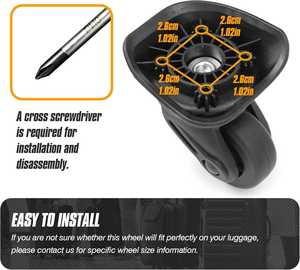 360 Degrés Pivotant <span class=keywords><strong>Spinner</strong></span> Bagages <span class=keywords><strong>Valise</strong></span> Roues De Rechange Plastique Durable Léger Noir - Product Image 2