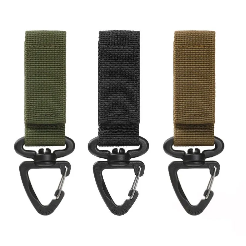 High Quality Tactical Gear Clip Utility Nylon Webbing Belt Keychain for Camping Hiking Outdoor Activitices