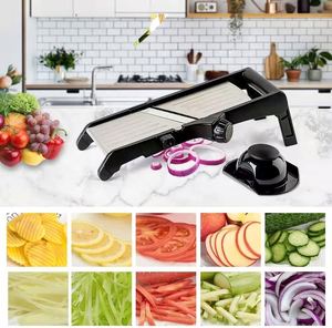 Hachoir de cuisine réglable avec lames de coupe manuelles en acier inoxydable, mandoline à légumes - Product Image 4