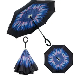 거꾸로 된 우산 파라솔 인쇄 사용자 정의 이중 거꾸로 비 증거 사용자 정의 색상 반전 배