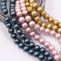 Perles de verre mates noires, blanches, dorées, bleu marine de 8 mm, finition givrée de qualité supérieure pour bijoux de luxe et décoration élégante, disponibles en vrac