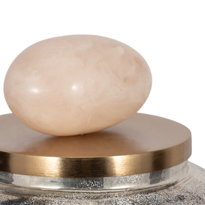 Vaso Decorativo in Vetro con Coperchio in Resina, Forma Ovale per Esposizione su Tavolo del Soggiorno, Elegante Elemento d'Arredo - Product Image 4