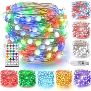Guirlandes lumineuses LED USB RGB, étanches IP65, lumières féériques multicolores changeantes, décorations de Noël pour fête, mariage, jardin - Product Image 1