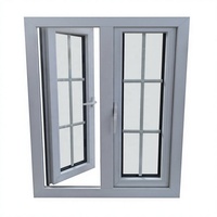 Ventana Abatible de PVC con Doble Vidrio Templado, Diseño Moderno con Rejilla, para Apartamento, Sala de Estar o Villa