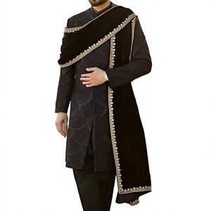 Traje Sherwani de Diseño con Tela de Seda, Cuentas de Cristal y Pedrería para Bodas, Trajes para Hombre - Product Image 3