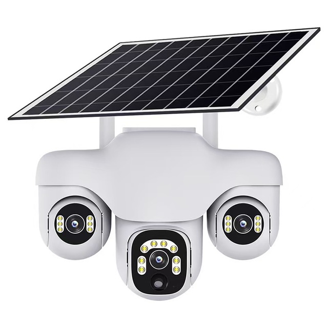 Solar Camera WiFi Outdoor Waterproof Triple Lens 1080p Security Camera With Solar Panel Battery Powered Wireless 360 PTZ Monitor