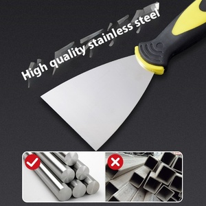 Outils de nettoyage ménager DIY : Grattoir triangulaire en acier inoxydable épaissi, épaisseur de lame 1,0 mm, spatule flexible en plastique - Product Image 4