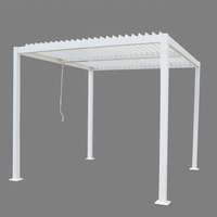Gazebo d'extérieur autoportant en aluminium avec structure en aluminium mat foncé et couverture à lames orientables imperméable pour zones de détente dans la cour