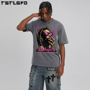 Eco-friendly 100% Cotton Knitted Acid Wash Silk <b>Screen</b> Printed Custom Logo Front Oversized Heavy Weight 280g High Quality - Product Image 6