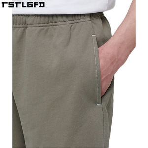 Short de survêtement d'été unisexe avec logo personnalisé Design durable délavé à l'acide en coton épais point contrasté décontracté pour hommes femmes - Product Image 3