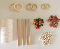 Makramee-Set - 100M 100% Baumwolle Weiches Natürliches Handwerksseil 3mm Holzperlen Holzring & Stab Pflanzenaufhänger DIY