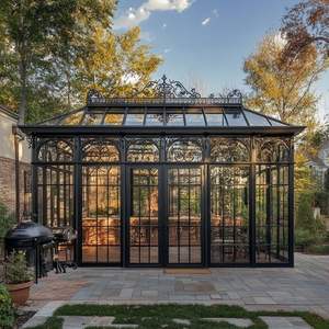 Salle de soleil en fer forgé structure en métal et acier serre en fer forgé personnalisée style européen salle de mariage <span class=keywords><strong>pavillon</strong></span> français - Product Image 5