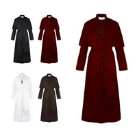 Robe de Prêtre Médiévale Vintage, Cape de Pape, Costume de Pasteur pour Hommes, Robe de Moine Renaissance, Polyester, pour Halloween et Cosplay