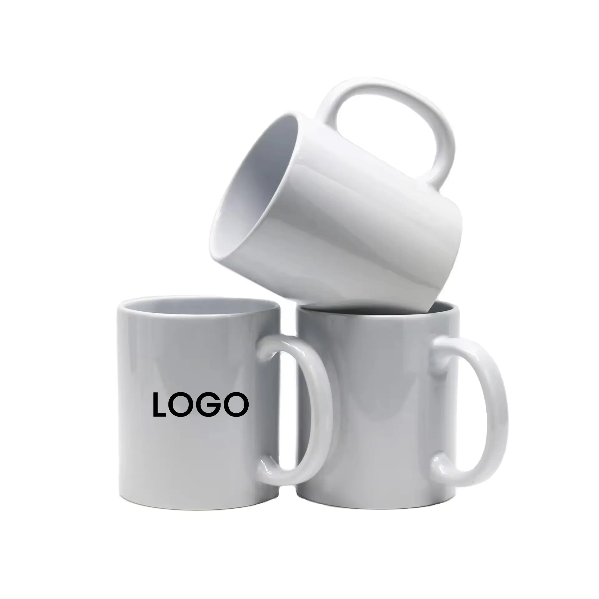 Mug keramik kopi hitam 11oz grosir Mug sublimasi putih kosong pribadi