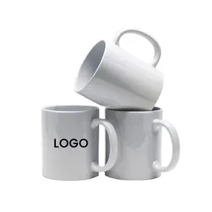 11 Unzen Großhandel Tassen schwarzer Kaffee-Keramiksbecher einfarbig weiß Sublimationsbecher personalisiert