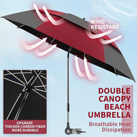 Parapluie manuel d'extérieur transfrontalier pour fauteuil roulant, double auvent, coupe-vent, protection UV, parapluie droit à long manche pour plage et parc